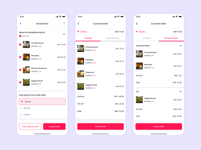 Accepting An Order - Mobile App accept order app design create order food app mobile design order process orders ui ux