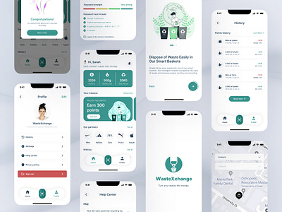 WasteXchange - Smart waste management mobile app animation app design clean design design light ui minimalist mobile app modern design ui user interface ux