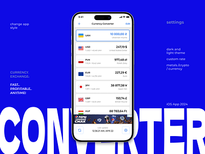 Currency Converter iOS App / UX|UI Design app app design converter currency dark theme design figma ios light theme mobile interface ui ux