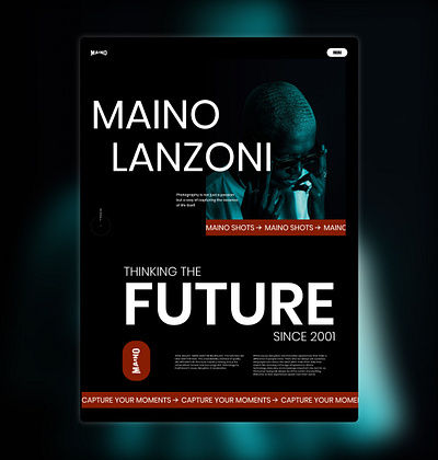 MAINO - About page for MAINO LANZONI Portfolio animation clean design dark ui design futuristic graphic design modern design portfolio ui user interface ux