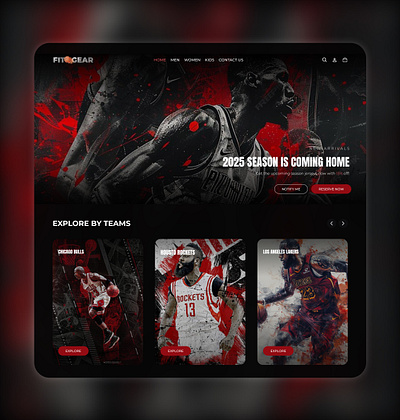 FIT-GEAR - An online store for selling basketball products animation clean design dark mode dark ui design e commerce futuristic design graphic design modern design online store sports ui user interface ux