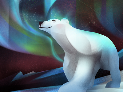 Polar bear 2d animal character digital folioart gradient illustration jia yi liu nature texture wildlife