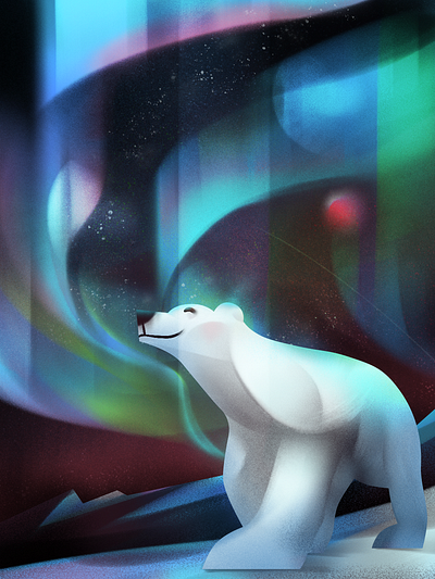 Polar bear 2d animal character digital folioart gradient illustration jia yi liu nature texture wildlife