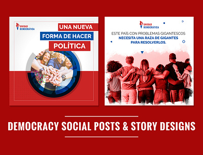 Democracy Social Media Posts & Story Designs blue colored post design democracy democracy social media post democracy story design geometric gradient graphic design illustration instagram post instagram post design instagram story marketing materials designs marketing post red social media post social social media post social media post designs square design unity social media post