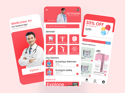 Medical Service App Ui Design apps screen medical app ui pharmacy app deisign ui ui design ux