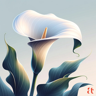 Lily's Aura by Aravind Reddy Tarugu aravind art botanical calla lily classic contrasting design detailed elegance floral graceful illustration magnificence pure reddy serene sleek lines tarugu trumpet shaped vector