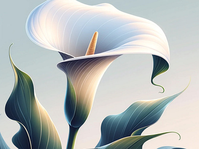 Lily's Aura by Aravind Reddy Tarugu aravind art botanical calla lily classic contrasting design detailed elegance floral graceful illustration magnificence pure reddy serene sleek lines tarugu trumpet shaped vector