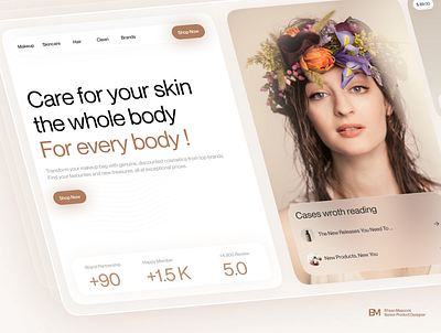 Cosmetics Website concept 3d animation branding cosmetics design design system illustration skin care ui