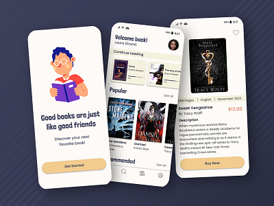 Books App UI Design app app design application books app mobile app ui uiux user interface