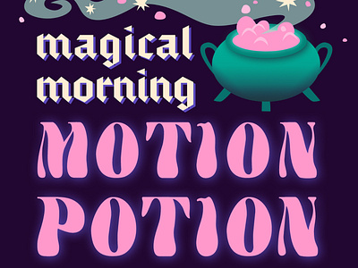 Magical Morning Motion Potion Mug Design brew cauldron coffee mug halloween illustration magic potion type witch