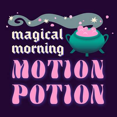 Magical Morning Motion Potion Mug Design brew cauldron coffee mug halloween illustration magic potion type witch