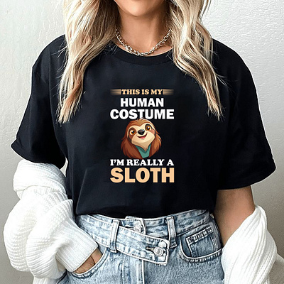 Human Costume & Sloths design girl tshirt graphic design hridaydas99 illustration sloths sloths tshirt design tshirt tshirt design