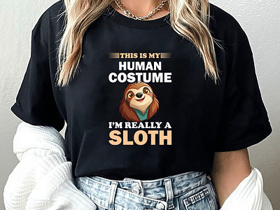 Human Costume & Sloths design girl tshirt graphic design hridaydas99 illustration sloths sloths tshirt design tshirt tshirt design