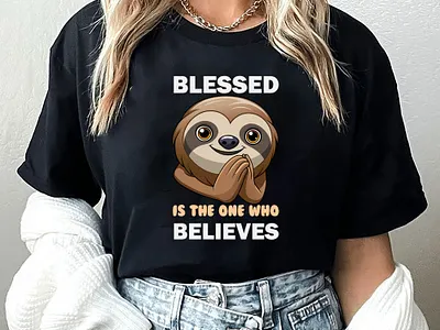 Prayers Sloths design girl tshirt graphic design happy sloths hridaydas99 illustration sloths tshirt design tshirt tshirt design