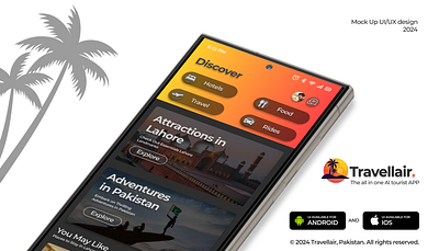 Travellair - All In One Tourist AI APP adobe ai design figma graphic design hci interactive design mobile mobile app mobile app ui design mockup tourist traveling app ui travelling uiux uiux design user experience user interface ux web design