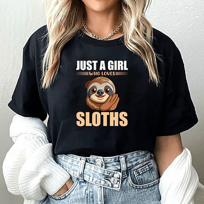 Girls Love Sloth animal tshirt design girl tshirt girls tshirt graphic design hridaydas99 illustration sloths sloths tshirt solths tshirt tshirt design