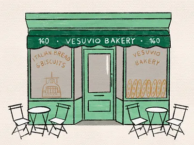 Vesuvio Bakery, NYC architecture digital illustration drawing illustration procreate