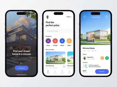 Real Estate App UI 3d animation branding graphic design logo motion graphics ui