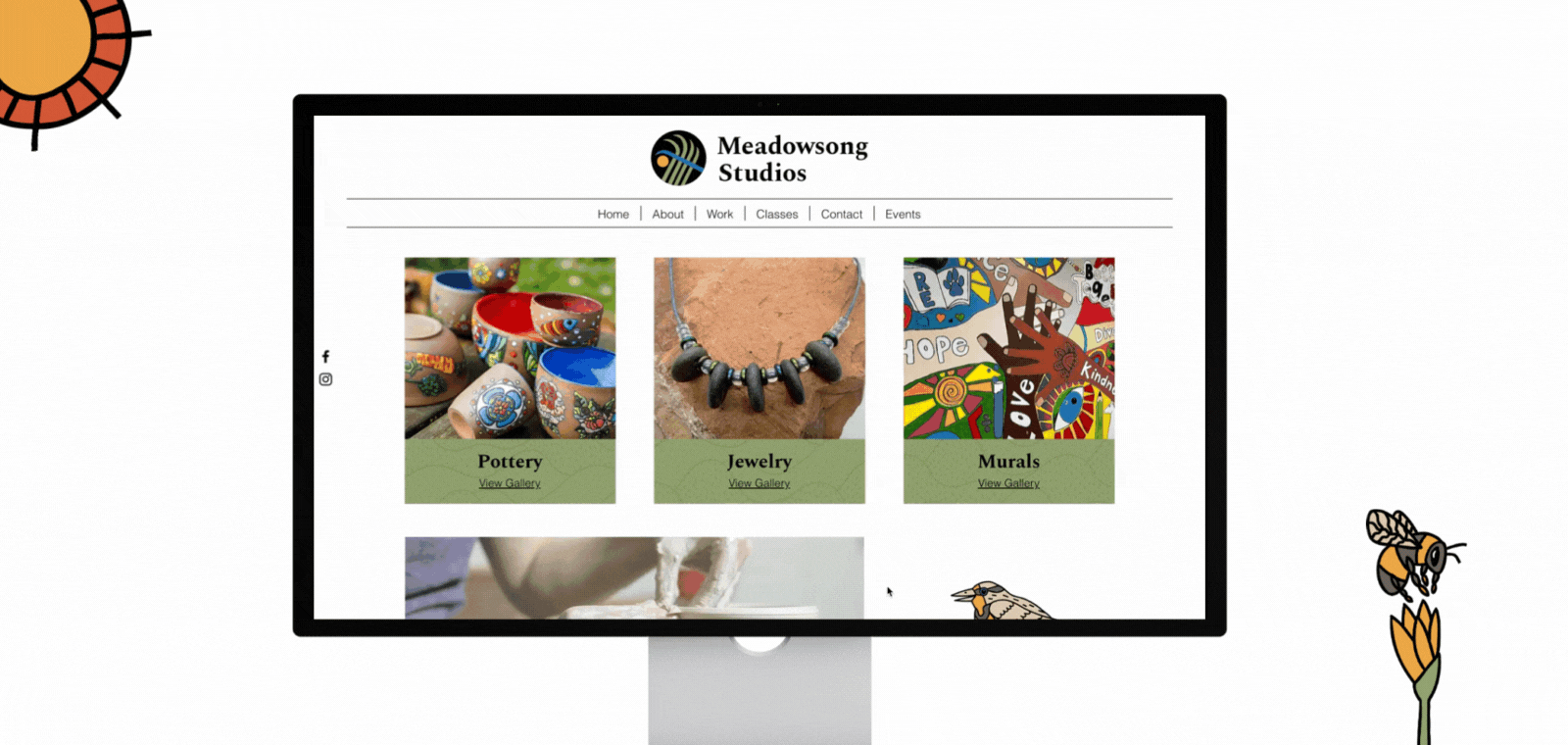 Meadowsong Studios Website art studio branding graphic design illustration pottery studio web design website design wisconsin wix