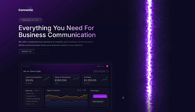 ConneXio Cloud AI Tools Landing Page ai animation bento cards bento grid call center software footer hero header landing page micro animation saas saas landing page