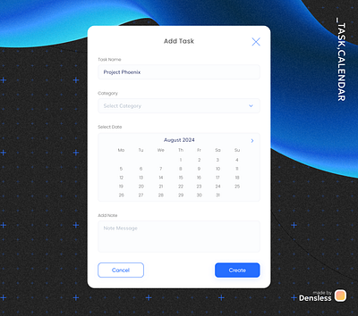 Task Management App with calendar add blue calendar category date habit light note picker popup project task tracker ui ux web design website white