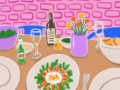 Summer dinner art digital illustration drawing gourmet illustration procreate