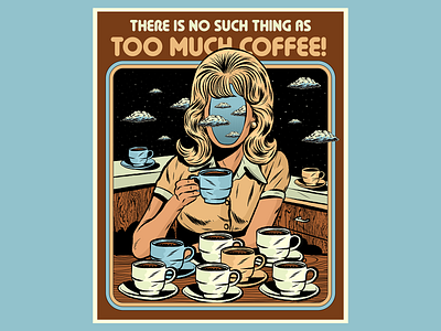 Too much coffee? No such thing! coffee comics illustration psychedelic retro seventies surrealism vector vintage