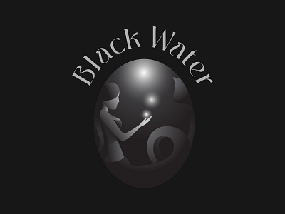 Black Water Triton Logo Illustration black brand branding deep drink fish gradient hand illustration light logo logotype mermaid tail triton water woman