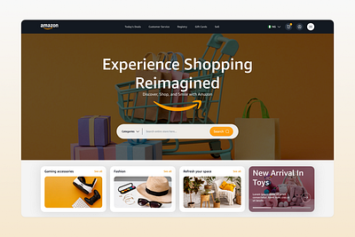 Amazon Website redesign amazon design e commerce hero section landing page redesign shopping ui website