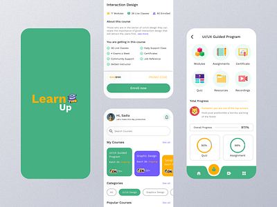 E-Learning App UI Design app design edu tech graphic design learning app mobile app online education app ui uiux ux