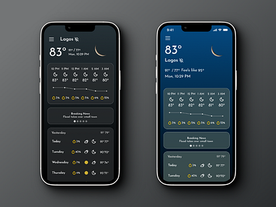 Weather App. animation app appdesign branding mobileapp smartphone ui weather