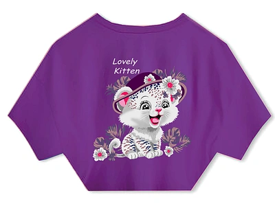 Digital painting. T shirt design. lovely kitten cat flower design digital painting graphic design illustration lovely kitten painting photoshop print design separation color vector