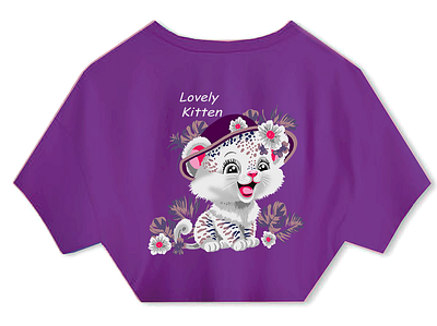 Digital painting. T shirt design. lovely kitten cat flower design digital painting graphic design illustration lovely kitten painting photoshop print design separation color vector