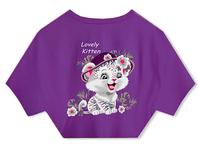 Digital painting. T shirt design. lovely kitten cat flower design digital painting graphic design illustration lovely kitten painting photoshop print design separation color vector