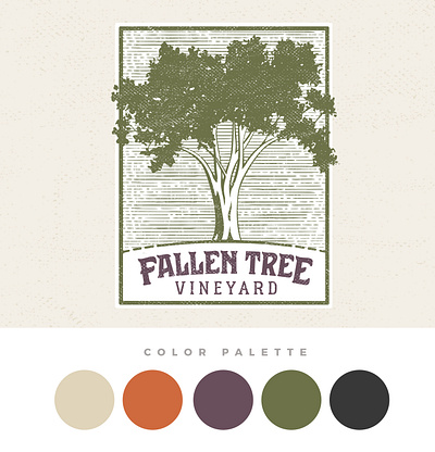 Fallen Tree Vineyard Logo branding illustration logo vineyard wine winery