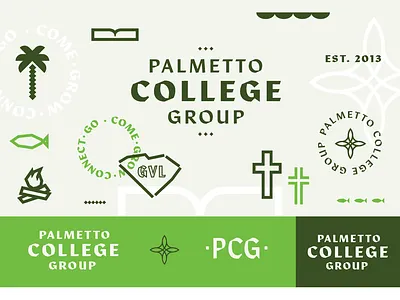 Palmetto College Group Brand kit church cross fire graphic design logo palmetto sc south carolina youth