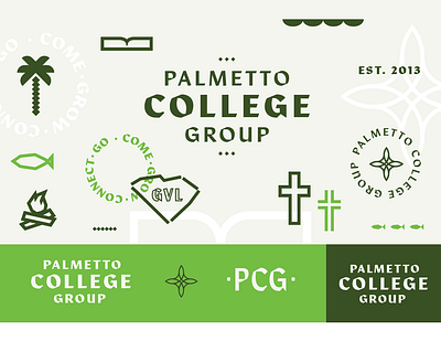 Palmetto College Group Brand kit church cross fire graphic design logo palmetto sc south carolina youth