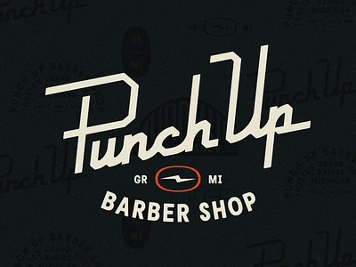 Punch Up Barber Shop barber barbershop classic graphic design lettering lockup logo michigan type