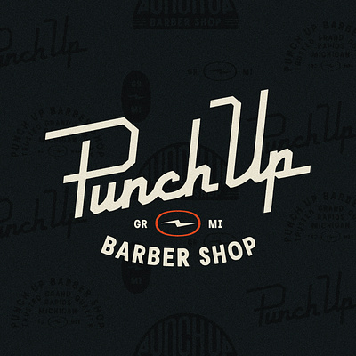 Punch Up Barber Shop barber barbershop classic graphic design lettering lockup logo michigan type