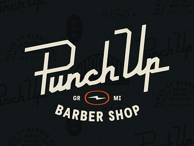 Punch Up Barber Shop barber barbershop classic graphic design lettering lockup logo michigan type