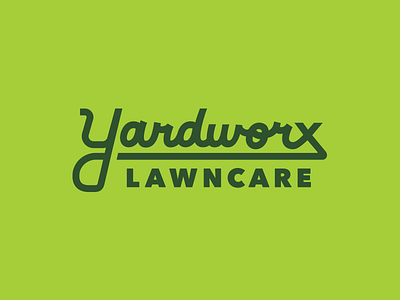 Yardworx Script Concept branding green lawn logo outdoors playful script type