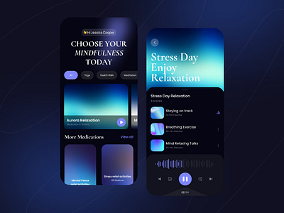 Meditation Mobile App Design app design concept health health app meditate meditation app mobile app ui design uiux visual visual app design yoga app yoga app design