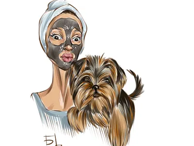 Self Portrait w/ Ruby illustration portrait