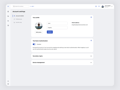 SaaS Platform Account Settings account settings clean dashboard design minimal profile saas saas app saas platform settings ui user experience ux visual design web app web design