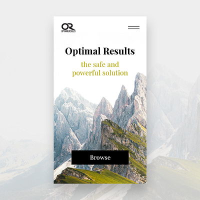 Mobile Design - Optimal Results homepage mobile mountain nature onlinestore store ui