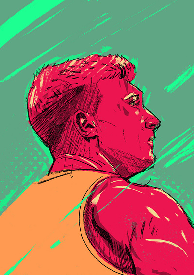 Alekna - The Golden Boy alekna athlete character energy golden boy illustrated portrait illustration illustrator lithuanian mykolas alekna olympics people portrait portrait illustration sport illustrated sports winner