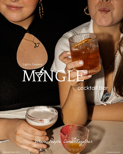 Mingle Cocktail Brand Identity 80s art bar brandidentity branding cocktail figma quirky retro ui uidesign ux uxdesign uxui vector vinyl