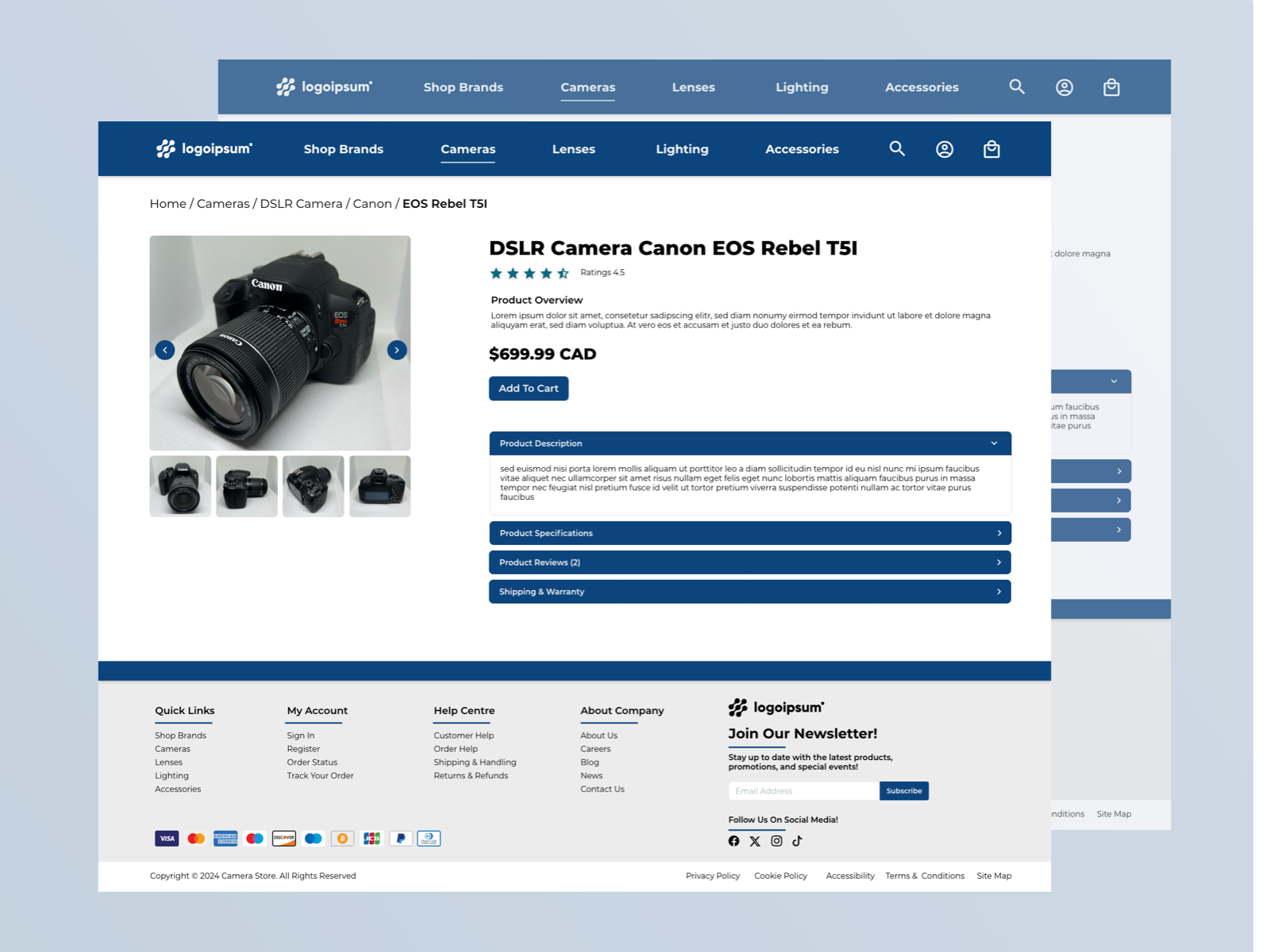 E-Commerce Camera Store - Product Details design designer dribbble e commerce ecommerce online shopping photography shop technology ui uidesign uiux ux web design webdesign website website design