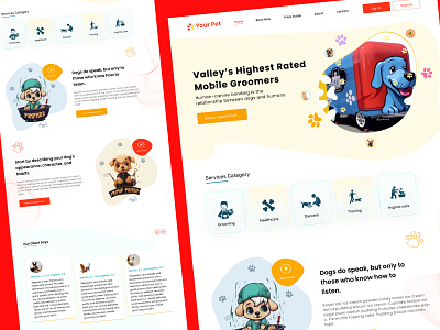 Pet Website Landing Page Design creative design figma landing page uxui design visual design