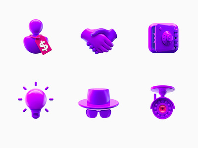 Purple 3D icons 3d 3d art 3d icon 3d illustration agent icon camera icon clean icons handshake icon icon icons idea icon illustration privacy privacy icons safe icon security security icons simple icon user icon